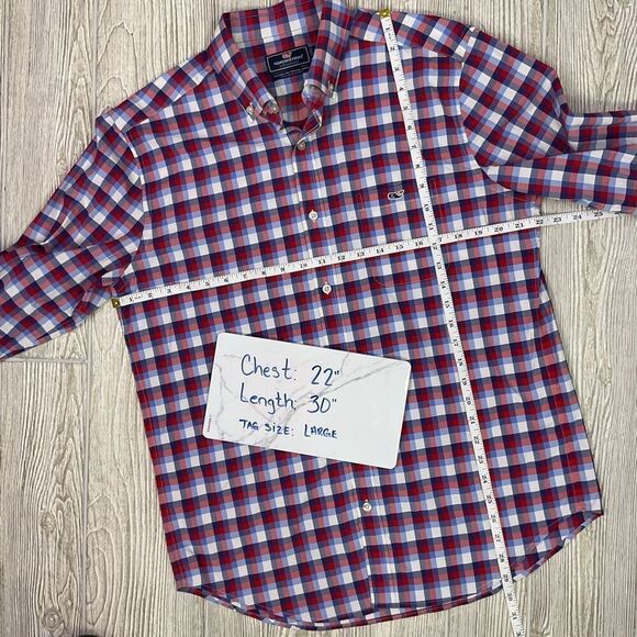 Vineyard Vines Performance Men's Large Tucker Long Sleeve Button Down Shirt Red - Picture 7 of 7